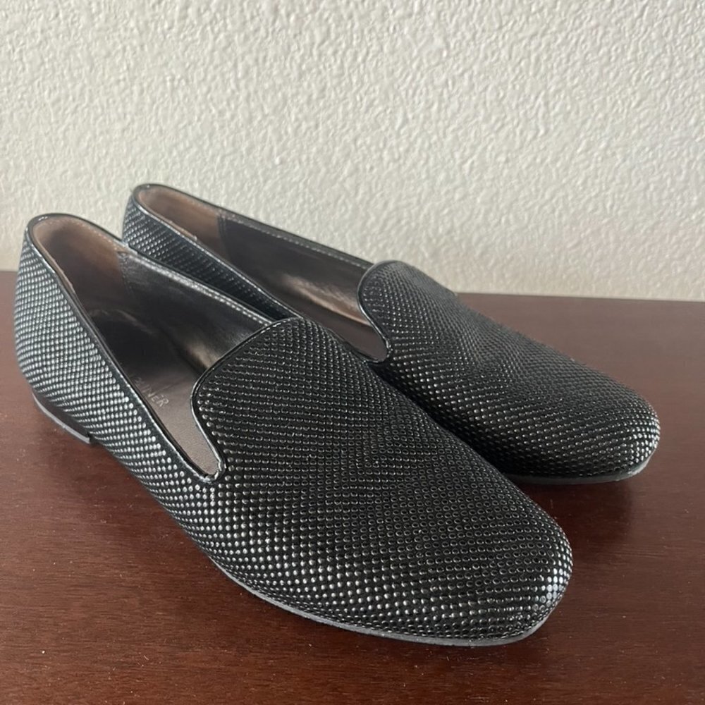 ** Donald Pliner Black Studded Leather Loafers size 7.5